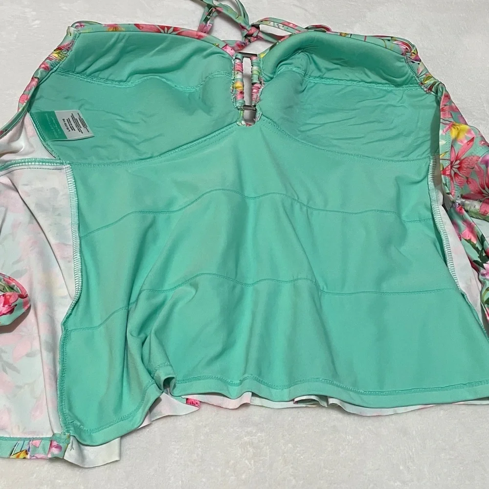Catalina Floral Tankini Halter Swim Top Sz 12/14